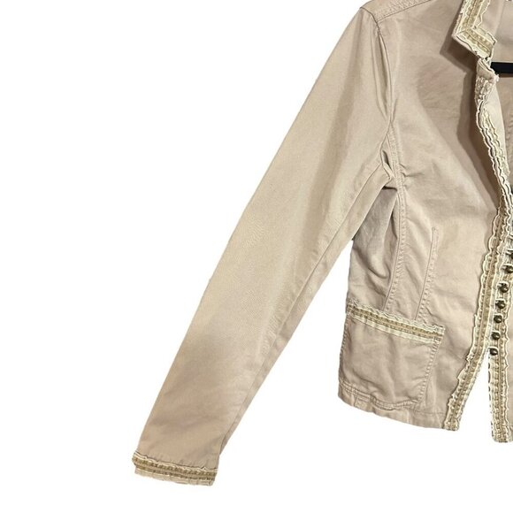 J. Crew Jacket Weathered Khaki With Button Detail & Frayed Trim Womens Size S - Picture 4 of 7